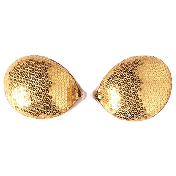 Sequin Adhesive Bra Strapless Backless Gold - Picture 1 of 5